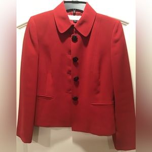 Red jacket blazer with black flower buttons 8P Tahari.
